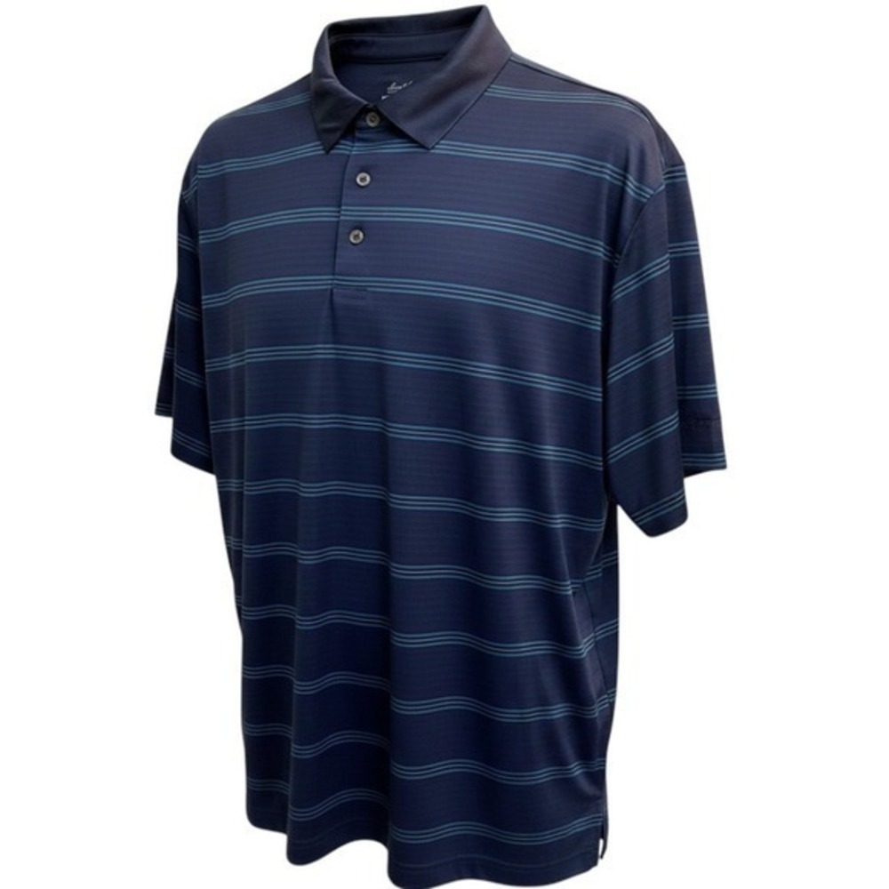 NWT Ben Hogan Mens Performance Polo Shirt Navy Blue Striped Stretch Golf Top XL